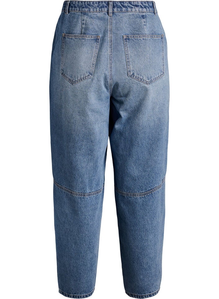 Barrel jeans med h&ouml;g midja, Bl&aring;, Packshot image number 1