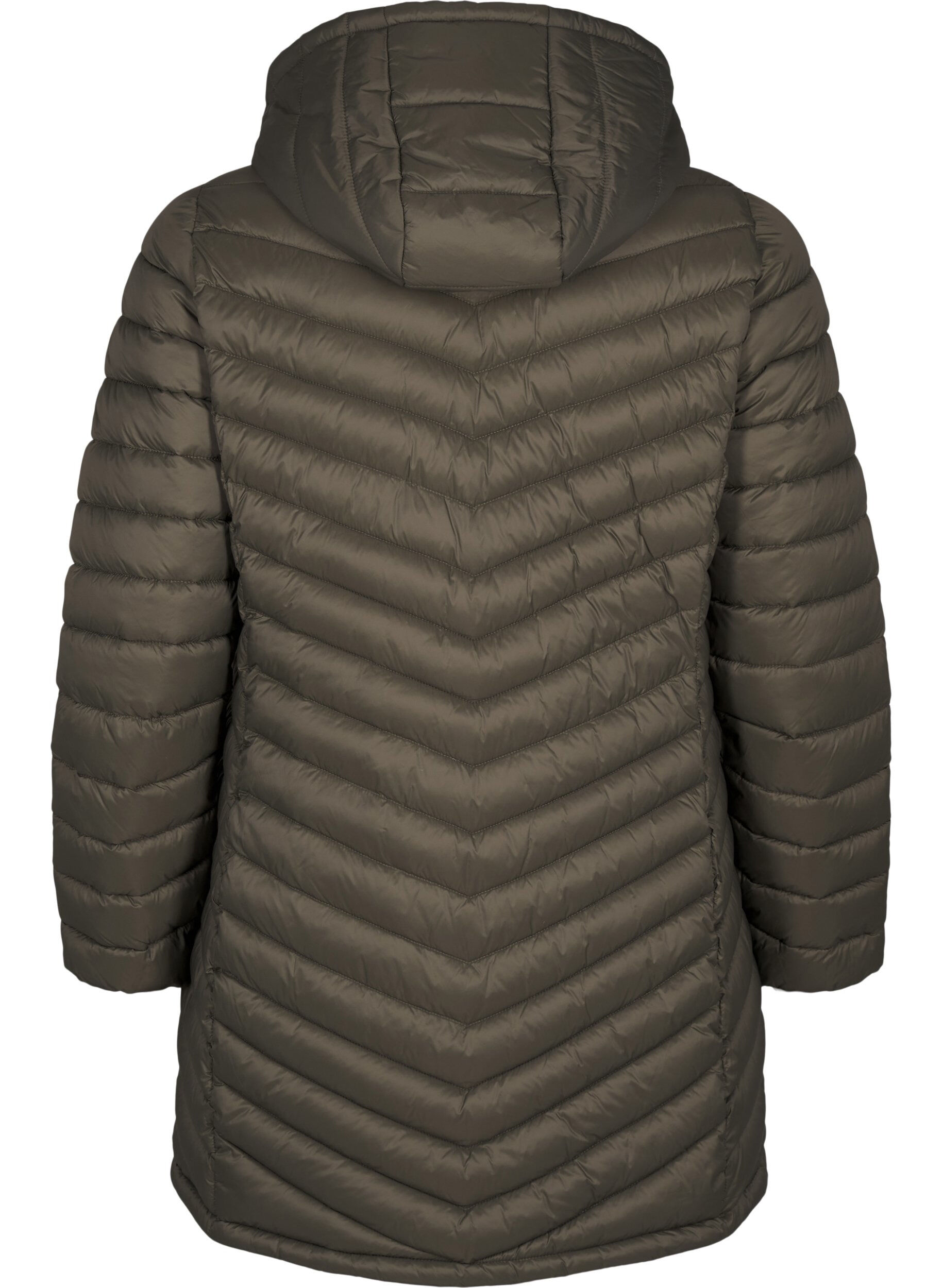 Zizzi L&auml;ttviktsjacka med fickor och avtagbar huva, Gr&ouml;n, Packshot image number 1