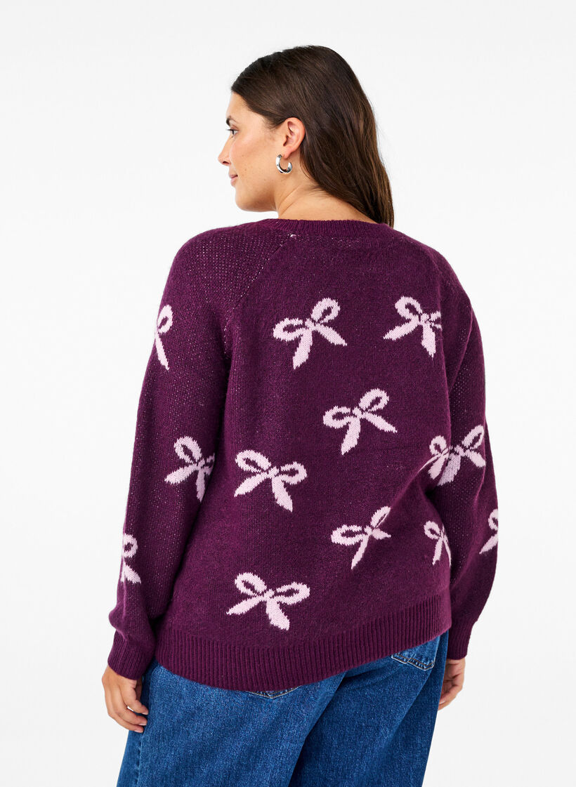 Stickad blus med rosetter, Corsage Mel. Comb, Model image number 1