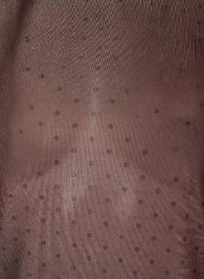 Blus i mesh med tryck, Brun, Packshot image number 2