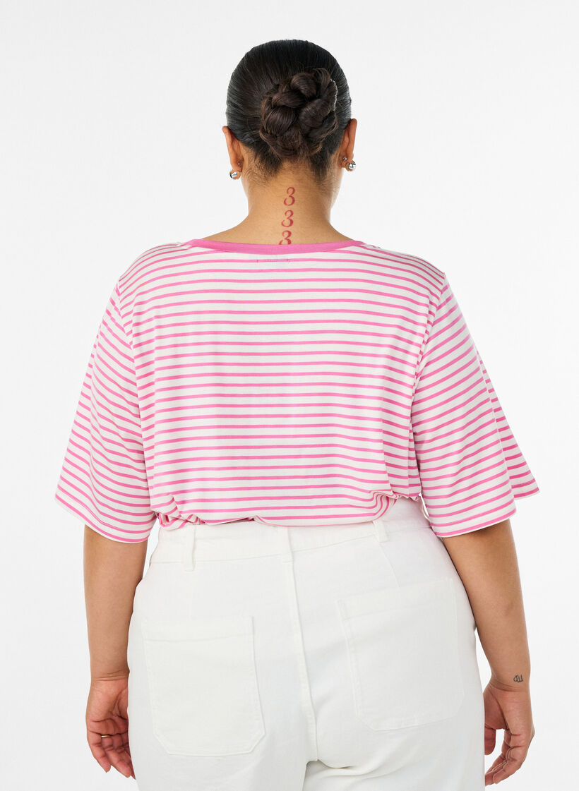T-shirt i TENCEL&trade; Lyocell med r&auml;nder, Rosa, Model image number 2