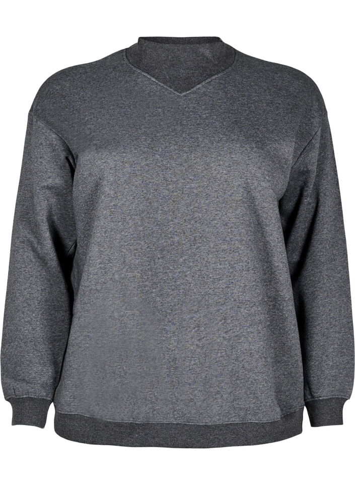 Sweatshirt med hög krage och långa ärmar, Grå, Packshot image number 0