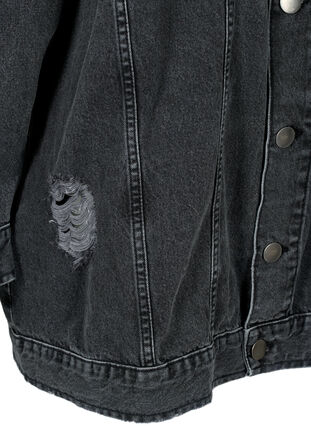 Löst sittande jeansjacka med slitdetaljer, Dark Grey Denim, Packshot image number 3