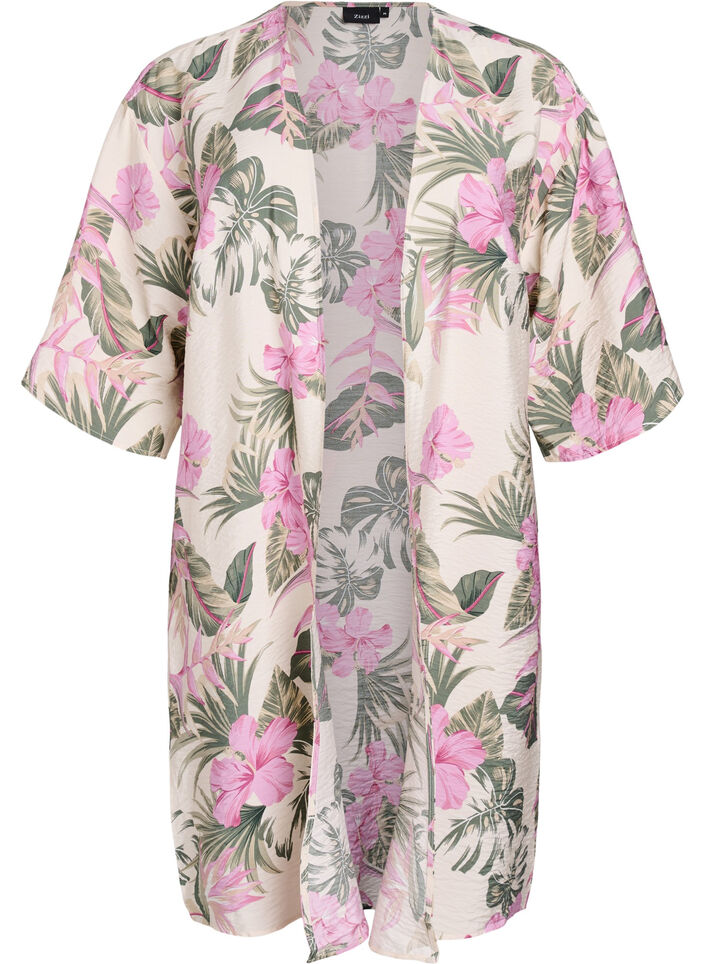 Kimono i viskos med trekvarts&auml;rmar, Vanilla, Packshot image number 0