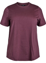 Enkel t-shirt i bomull med rund halsringning, M&ouml;rk Bordeaux