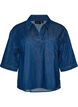 Denimblus med en br&ouml;stficka och armb&aring;gsl&aring;nga &auml;rmar, Bl&aring;, Packshot image number 0