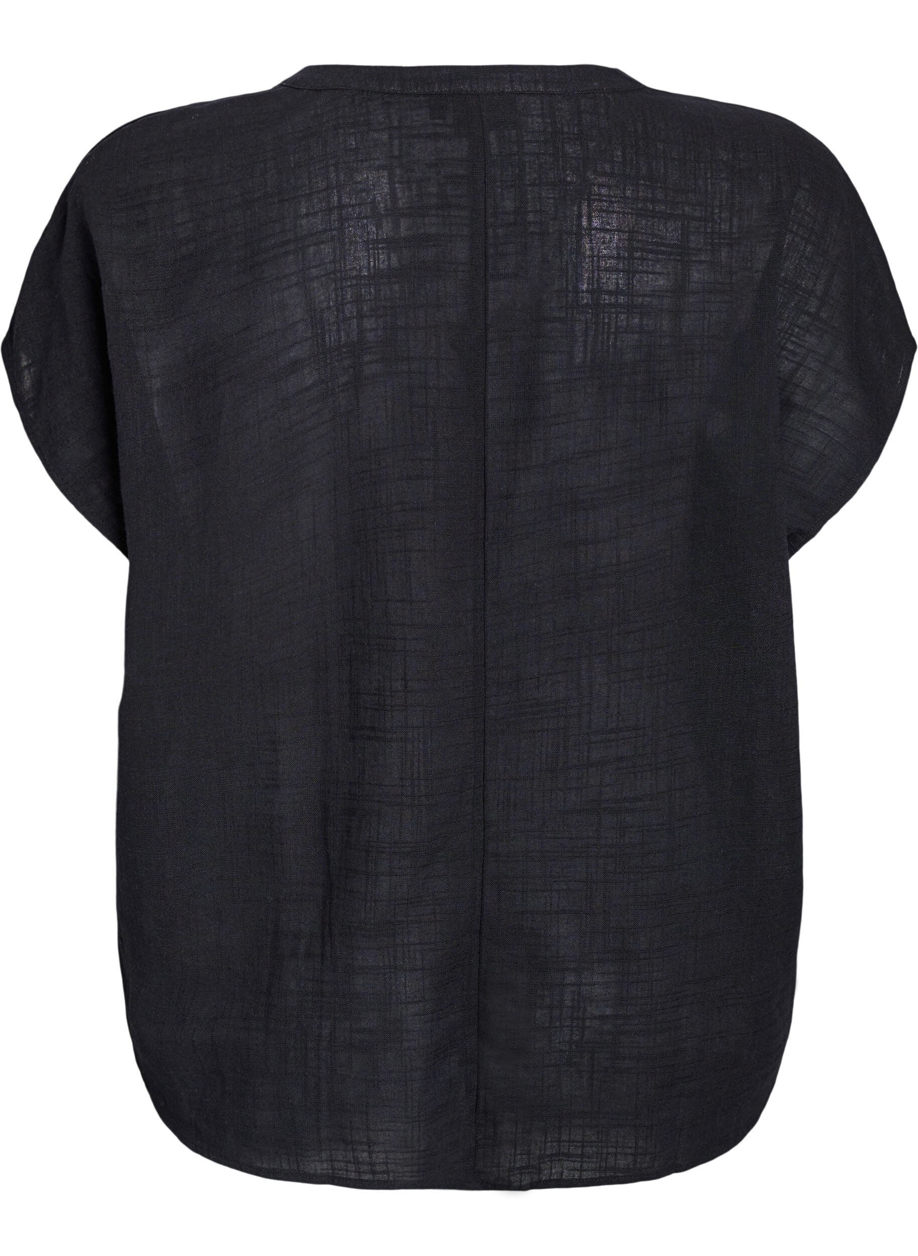 Zizzi L&ouml;s blus med cap-&auml;rmar, Svart, Packshot image number 1