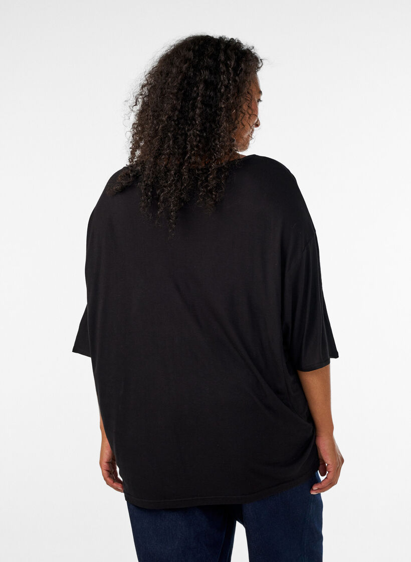 L&ouml;s t-shirt i viskosjersey, Svart, Model image number 2