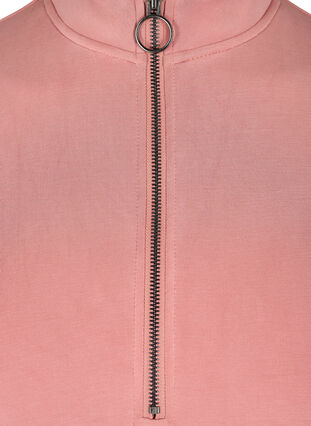 Tunika i sweatshirtmaterial med hög krage och dragkedja, Brick Dust, Packshot image number 2