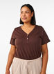 T-shirt med knappdetalj, Brun, Model image number 0