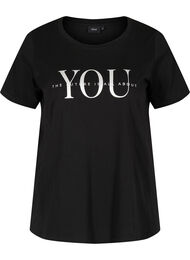T-shirt med tryck i ekologisk bomull, Black You