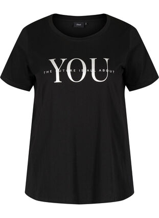 T-shirt med tryck i ekologisk bomull, Black You, Packshot image number 0