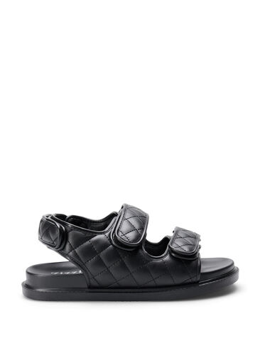 Sandal i läder med bred passform, Black, Packshot image number 0