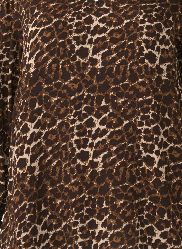 Leopardmönstrad blus med trekvartsärm, Leo AOP, Packshot image number 2