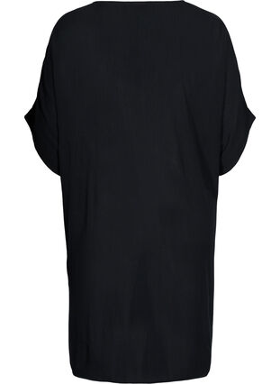 Kortärmad strandklänning i viskos, Black, Packshot image number 1
