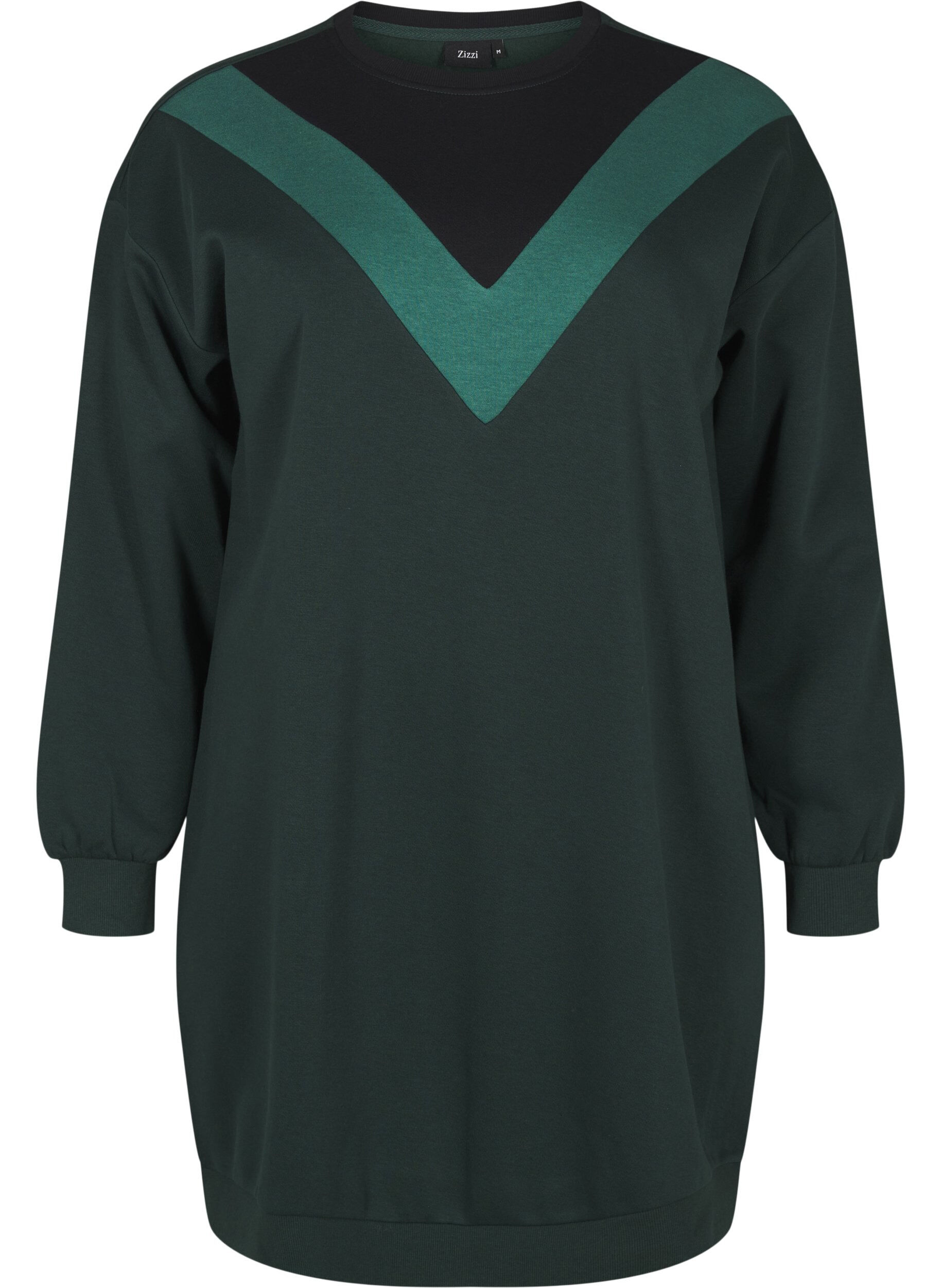 Zizzi L&aring;ng sweatshirt med f&auml;rgblock, Scarab Color Block, Packshot image number 0