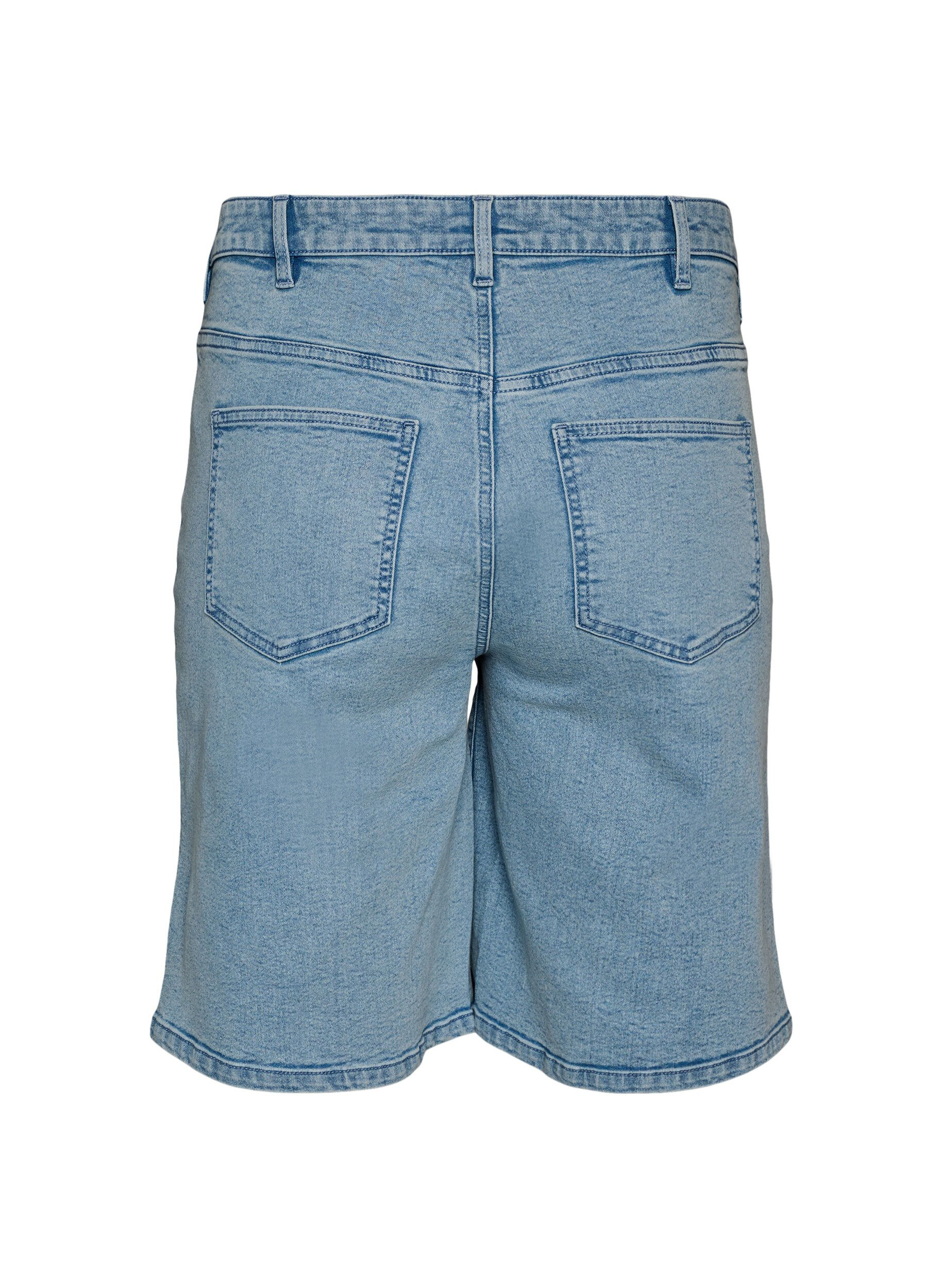 Zizzi L&ouml;sa jeansshorts med h&ouml;g midja, Bl&aring;, Packshot image number 1