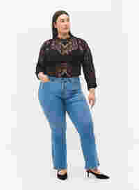 Ellen bootcut jeans med hög midja, Light blue, Model