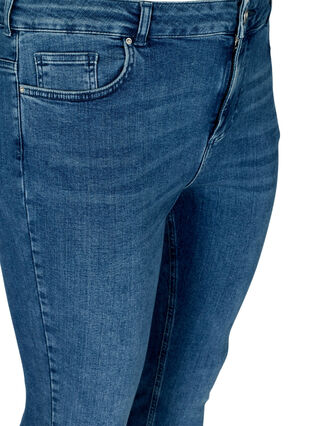 Super slim Amy jeans med råa kanter, Blue denim, Packshot image number 2