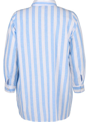 Långskjorta i linne och bomull, Blue White Stripe, Packshot image number 1