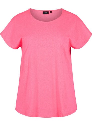 Neonfärgad t-shirt i bomull, Neon Pink, Packshot image number 0