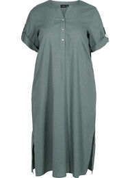 Lång skjortklänning med korta ärmar, Balsam Green