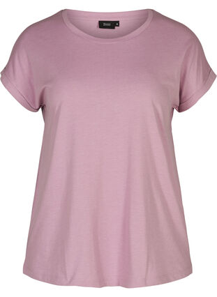 T-shirt i bomullsmix, Lavender Mist Mel., Packshot image number 0
