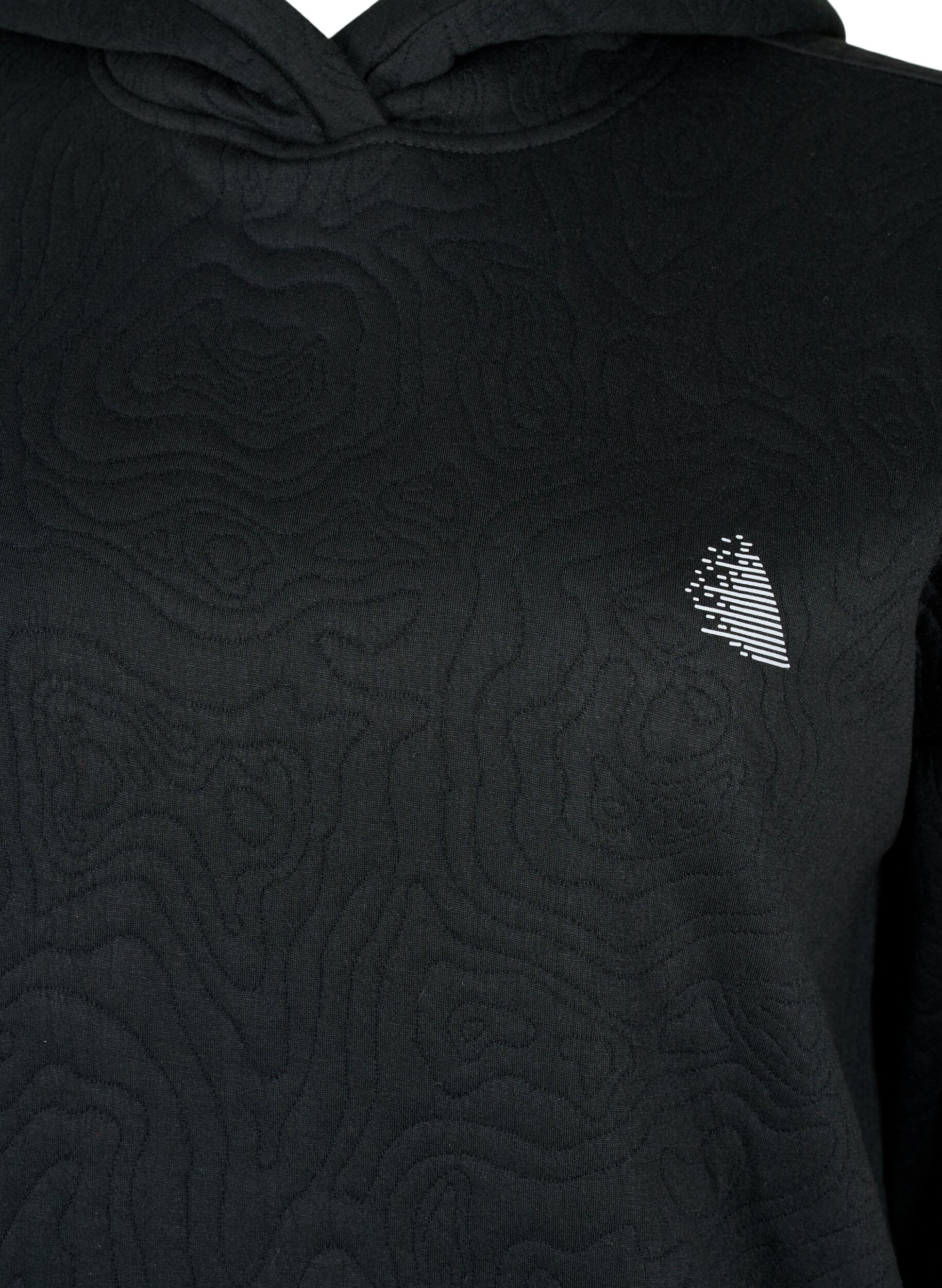 Zizzi Sportig sweatshirt med huva, Black, Packshot image number 2