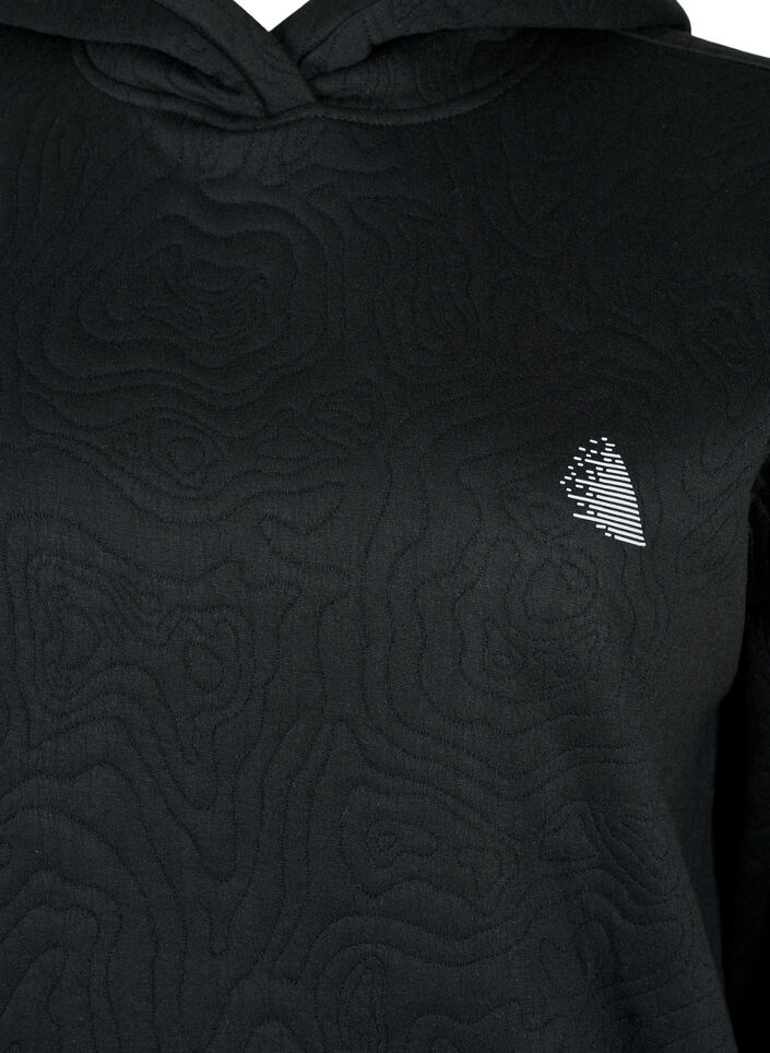 Sportig sweatshirt med huva, Black, Packshot image number 2