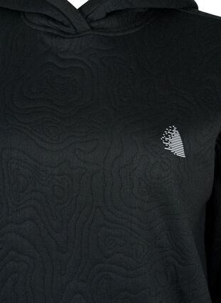Sportig sweatshirt med huva, Black, Packshot image number 2