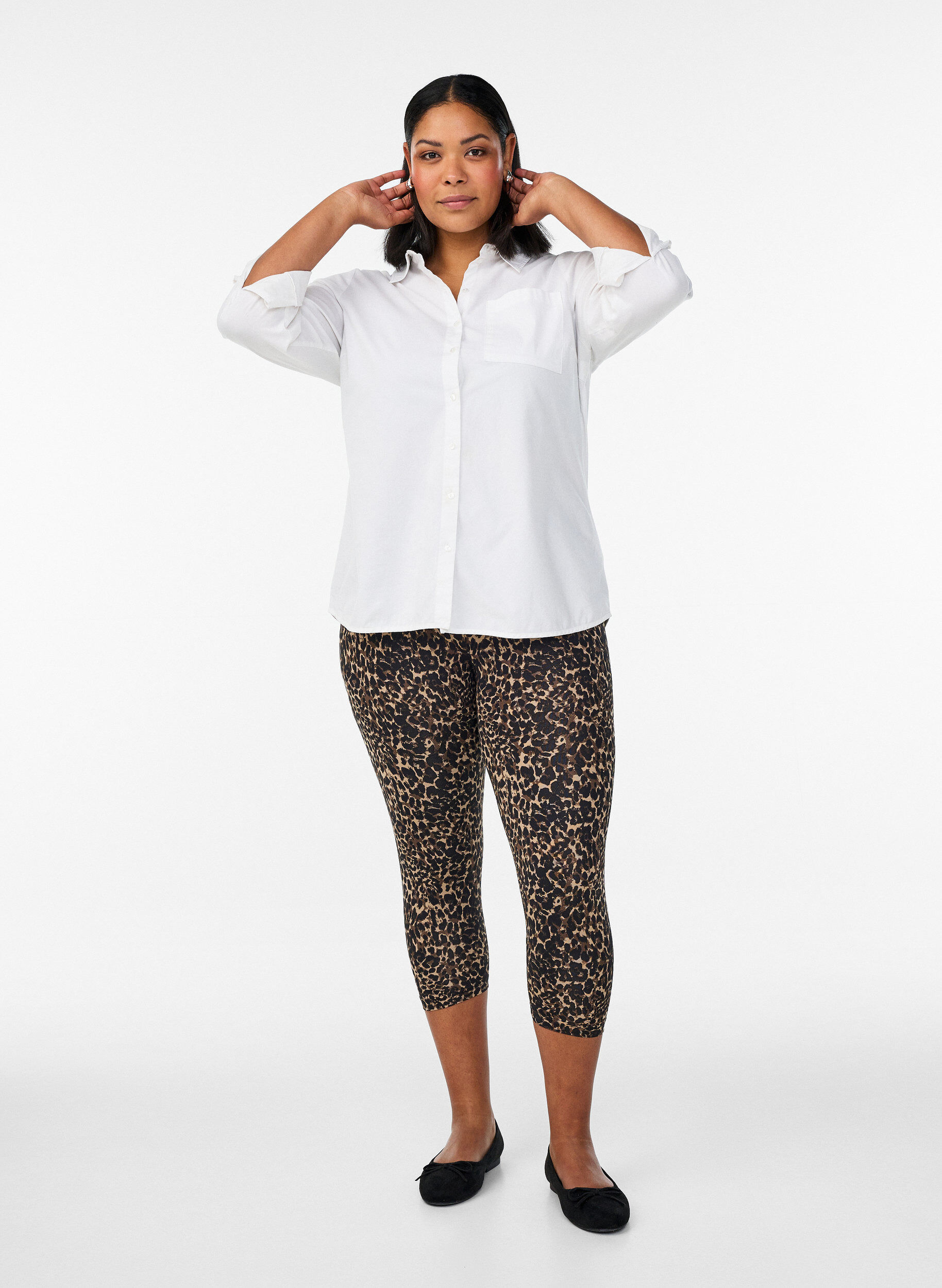 Zizzi 2-pack 3/4-l&aring;nga leggings, Svart, Model image number 1
