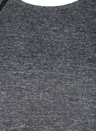 Melerad blus med blixtlåsdetalj, Dark Grey Melange, Packshot image number 2