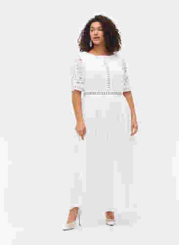 Maxiklänning med ringad rygg  och korta ärmar, Bright White, Model image number 0