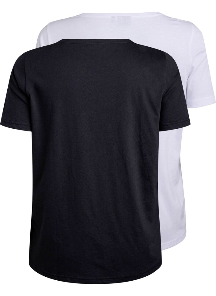FLASH - 2-pack t-shirts med rund halsringning, Black/White, Packshot image number 1