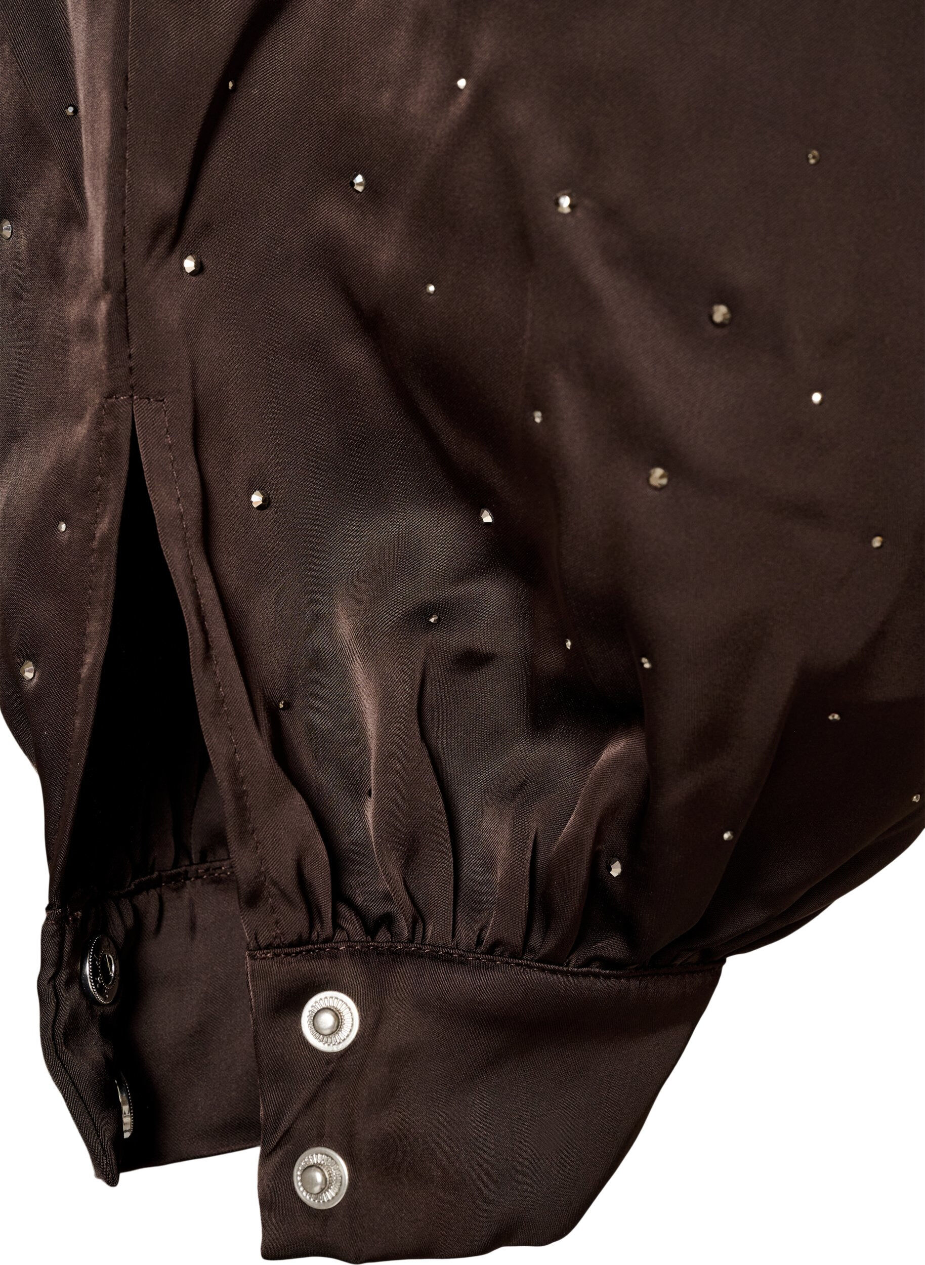 ZizziBallongbyxor i satin med strass, Brun, Packshot image number 3