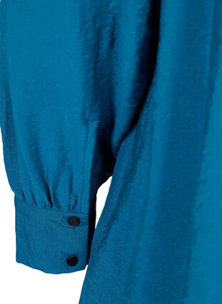 Lång enfärgad skjorta i viskosblandning, Moroccan Blue, Packshot image number 3