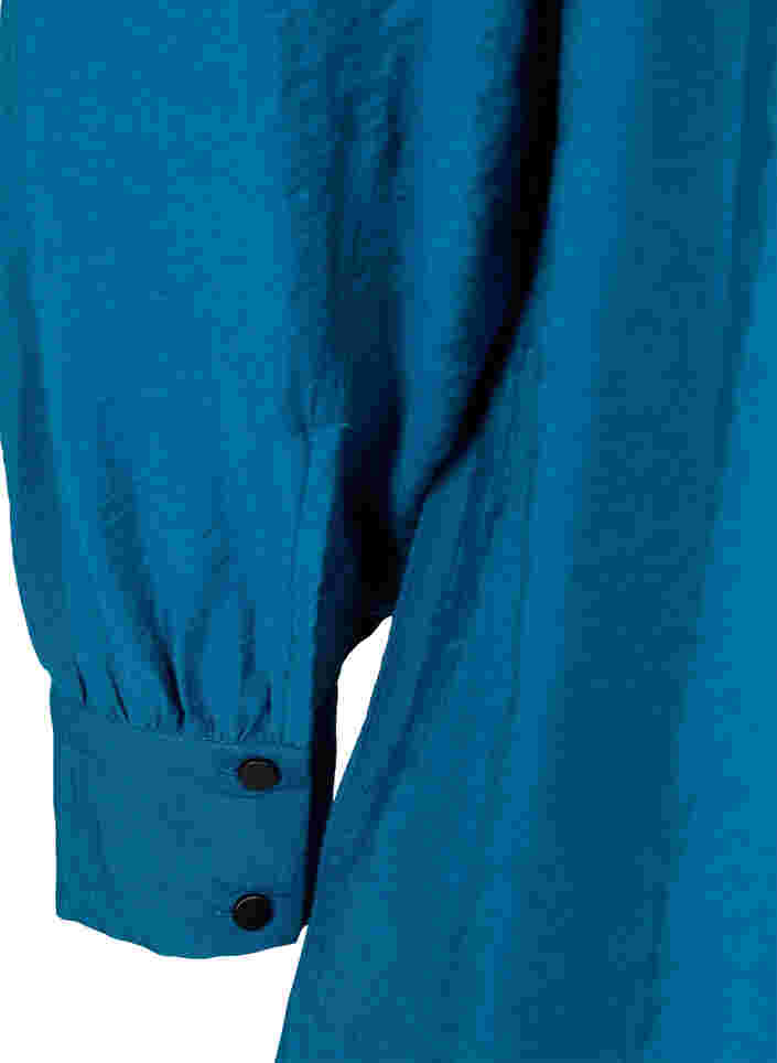 Lång enfärgad skjorta i viskosblandning, Moroccan Blue, Packshot image number 3