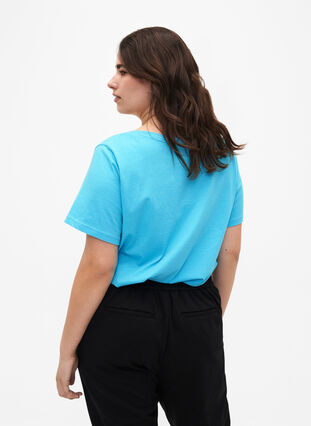 T-shirt i bomull med kort ärmar, Blue Atoll W. Be, Model image number 1