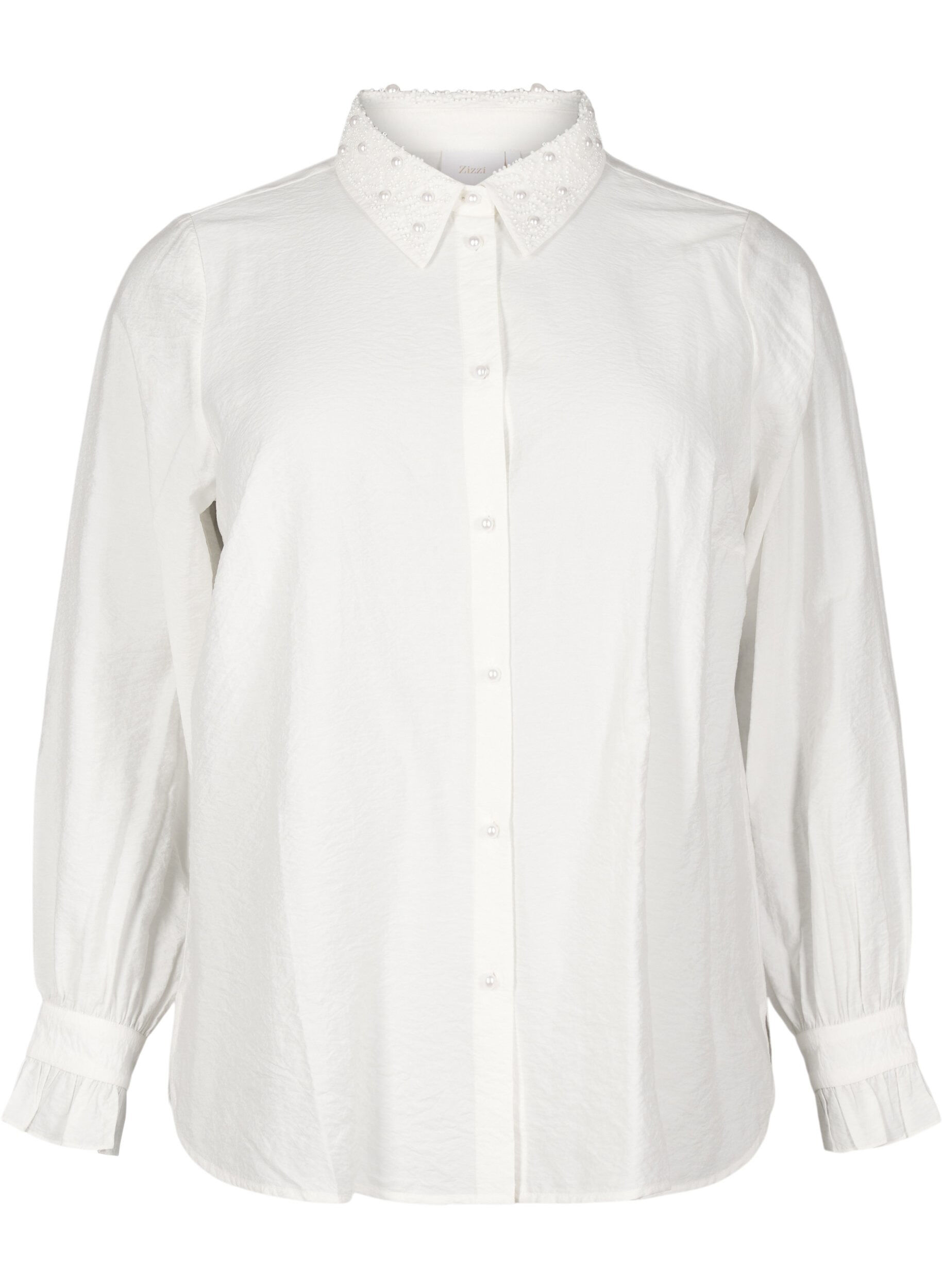 Zizzi Skjorta med p&auml;rlor, Snow White, Packshot image number 0
