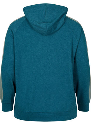 Sweatshirt med dragkedja och huva, Deep Teal, Packshot image number 1