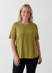 Kort&auml;rmad v&auml;vd blus med rund hals, Gr&ouml;n, Model image number 0