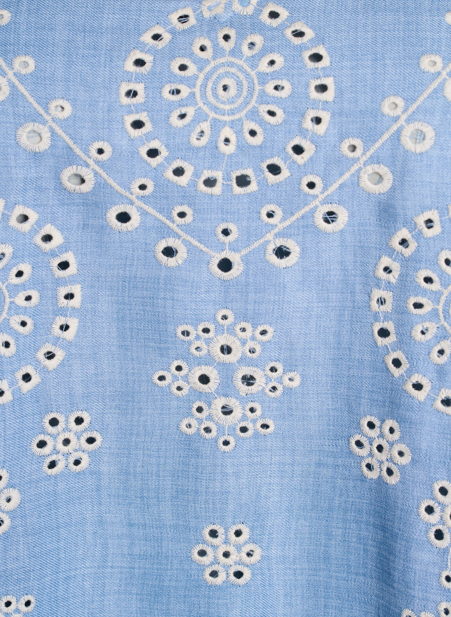 Zizzi Blus med broderie anglaise och korta puff&auml;rmar, Bl&aring;, Packshot image number 2