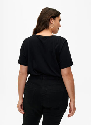 T-shirt i bomull med rund halsringning och tryck, Black W. Love, Model image number 1