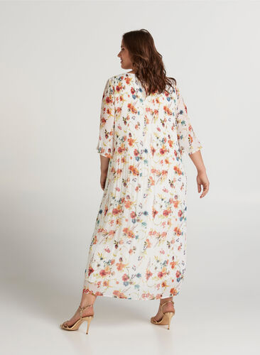 Plisserad klänning, Snow White AOP FLOWER, Model image number 1