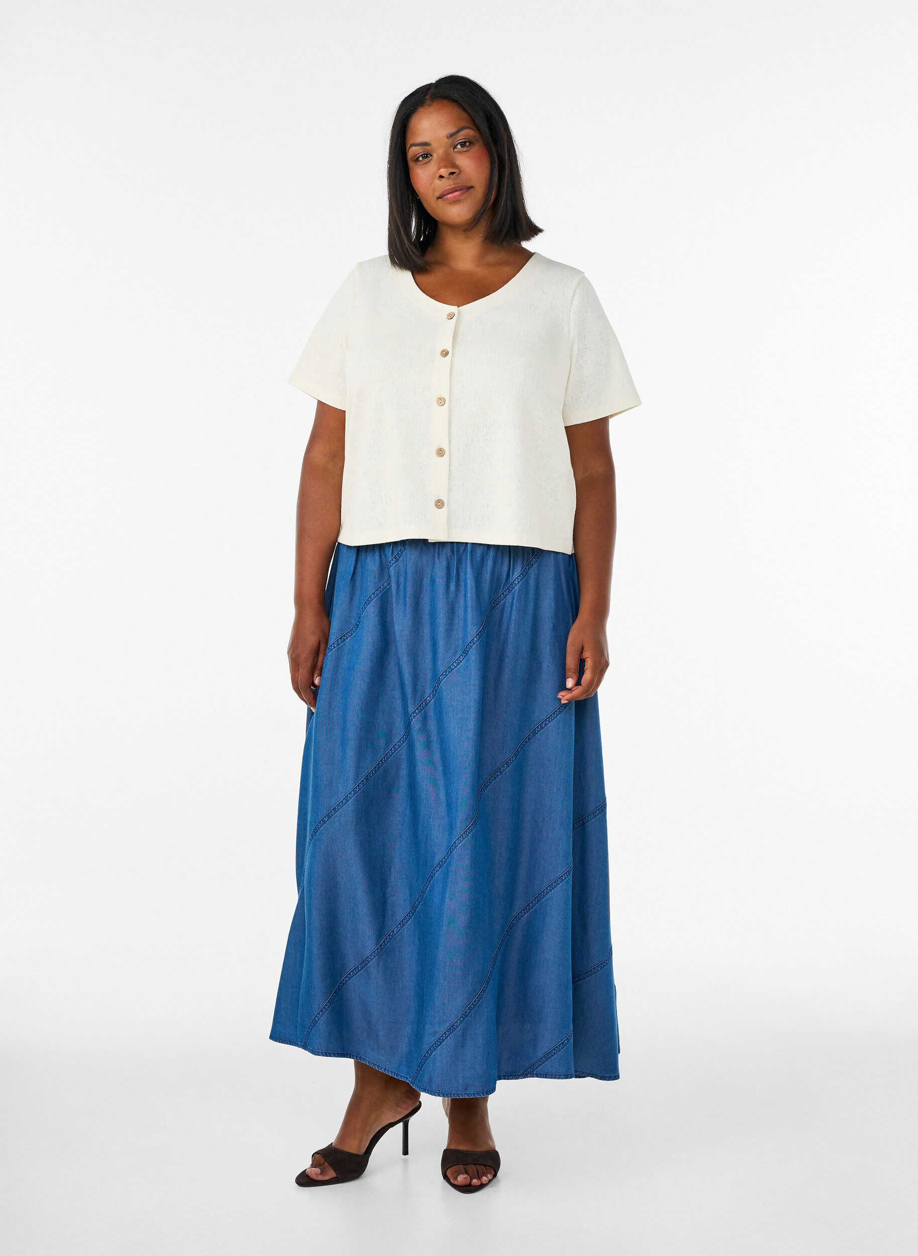 ZizziMaxikjol i TENCEL&trade; Lyocell med denimlook, Bl&aring;, Model image number 0