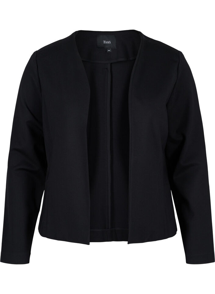 Enfärgad kort öppen blazer, Black, Packshot image number 0