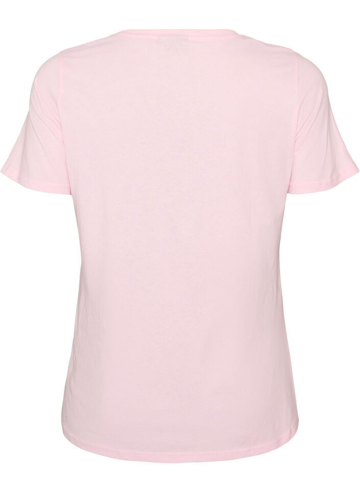 T-shirt i bomull med tryck framtill, Rosa, Packshot image number 1