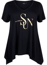 T-shirt i bomull med kort ärmar, Black W. Sun