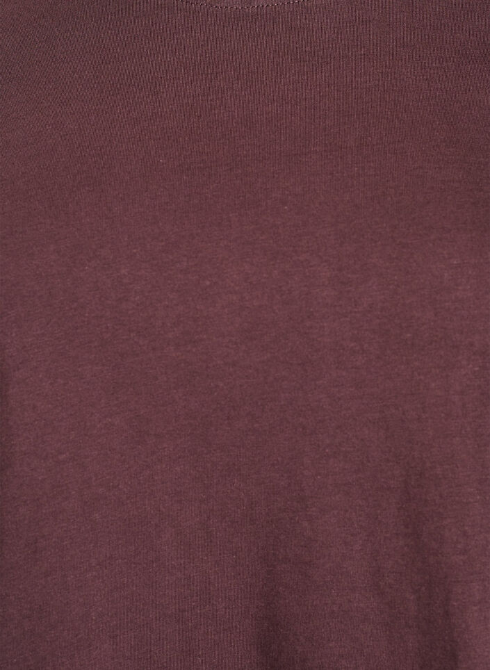 Enkel t-shirt i bomull med rund halsringning, Brun, Packshot image number 2