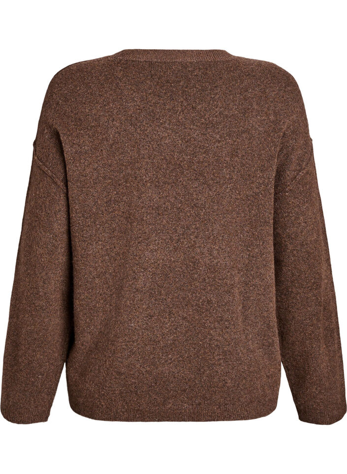 L&ouml;st stickad tr&ouml;ja med framtr&auml;dande s&ouml;mmar, Brun, Packshot image number 1